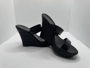 Italian Shoemakers Black Woven Platform Wedge Sandals sz 8.5